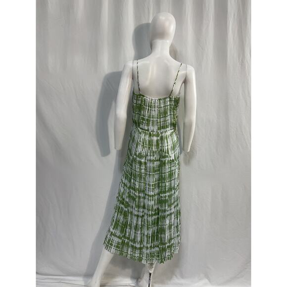 Vince 'Tie-Dye' Green Silk Ruched Midi Dress Size S - Picture 3 of 5